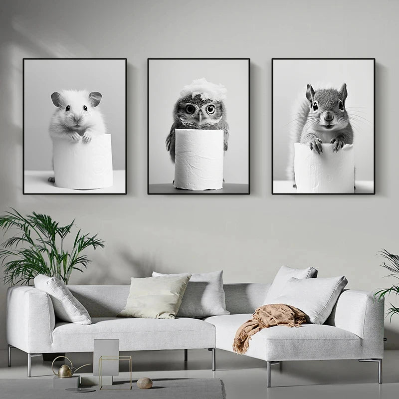 Black & White Animal Poster Set