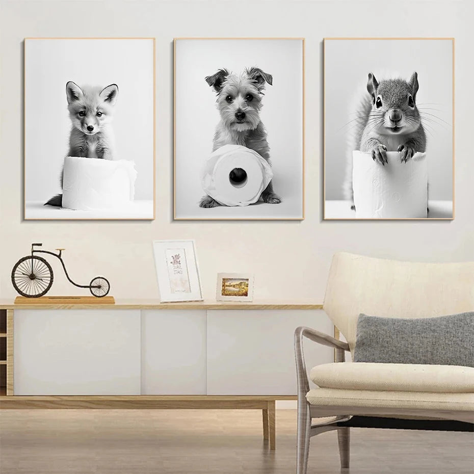 Black & White Animal Poster Set